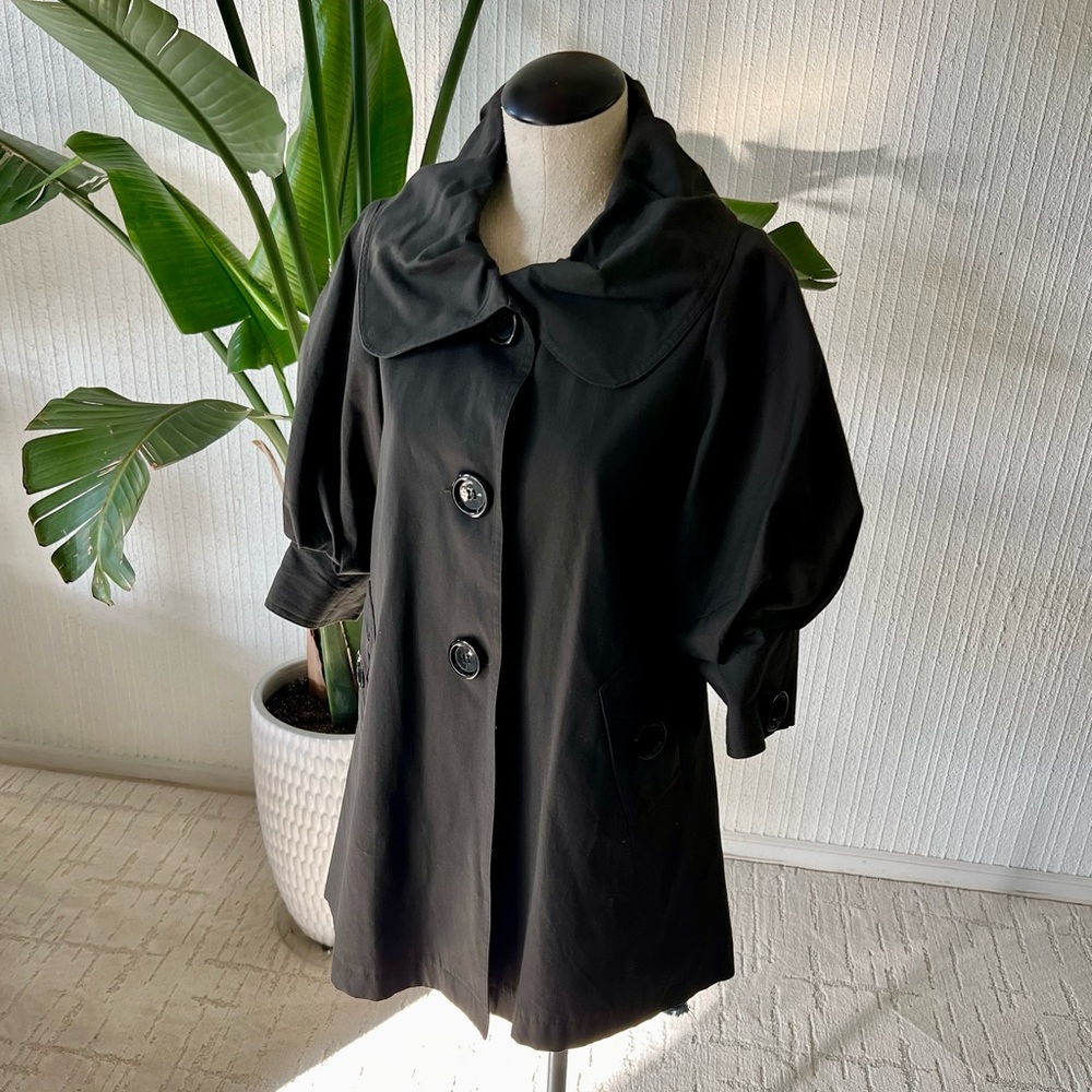 Anthropologie Peter Pan Balloon Sleeve trench Jacket Size Small